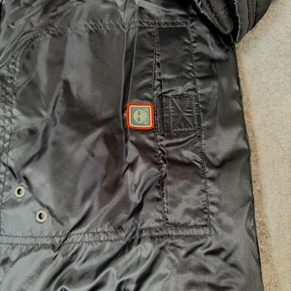 Timberland Jacket Men Black Hooded Insulated Warm Parka Coat Faux Fur Size Med - Picture 13 of 16